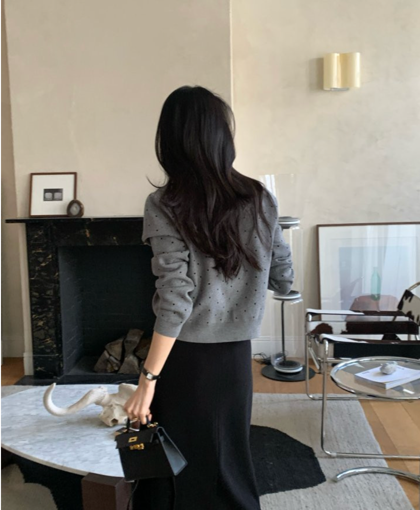 💕[봄신상][로우게이지]💕✨ 26SS 이중 도트 프리미엄 가디건 Double Dot Feminine Cardigan (4 Colors)