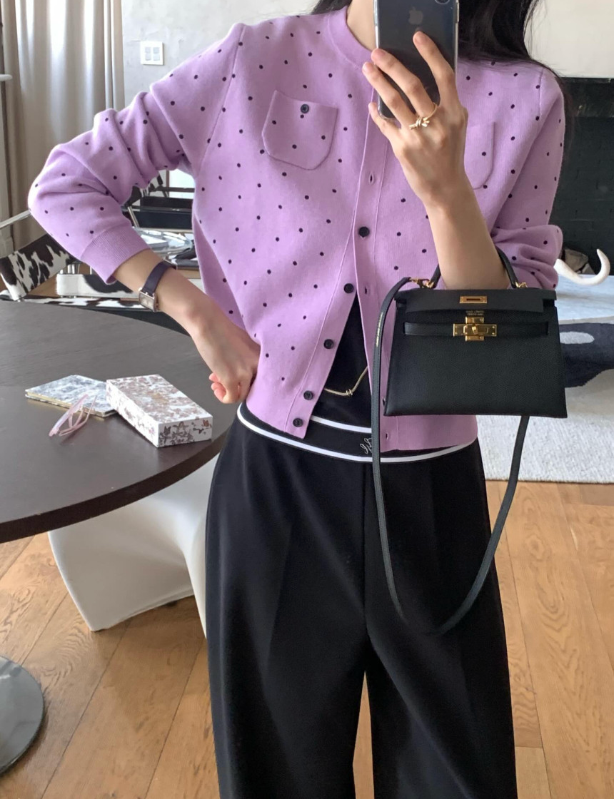 💕[봄신상][로우게이지]💕✨ 26SS 이중 도트 프리미엄 가디건 Double Dot Feminine Cardigan (4 Colors)