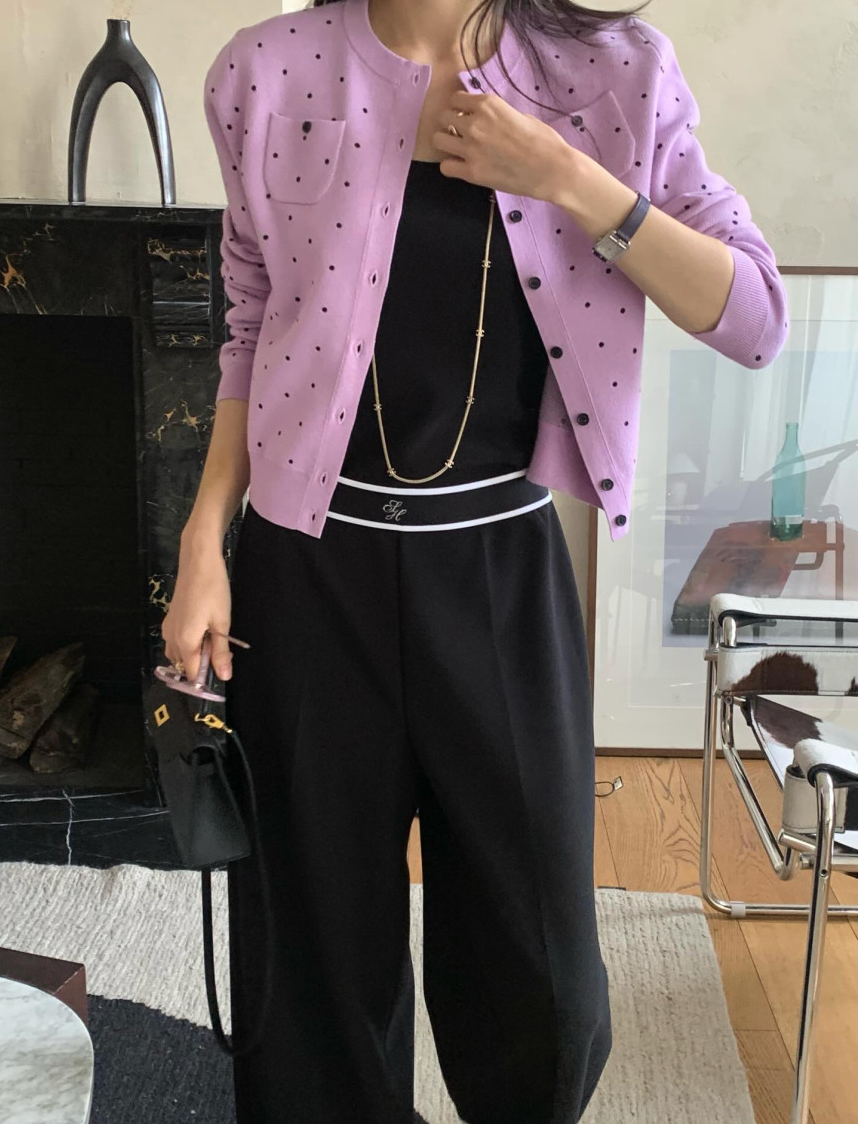 💕[봄신상][로우게이지]💕✨ 26SS 이중 도트 프리미엄 가디건 Double Dot Feminine Cardigan (4 Colors)