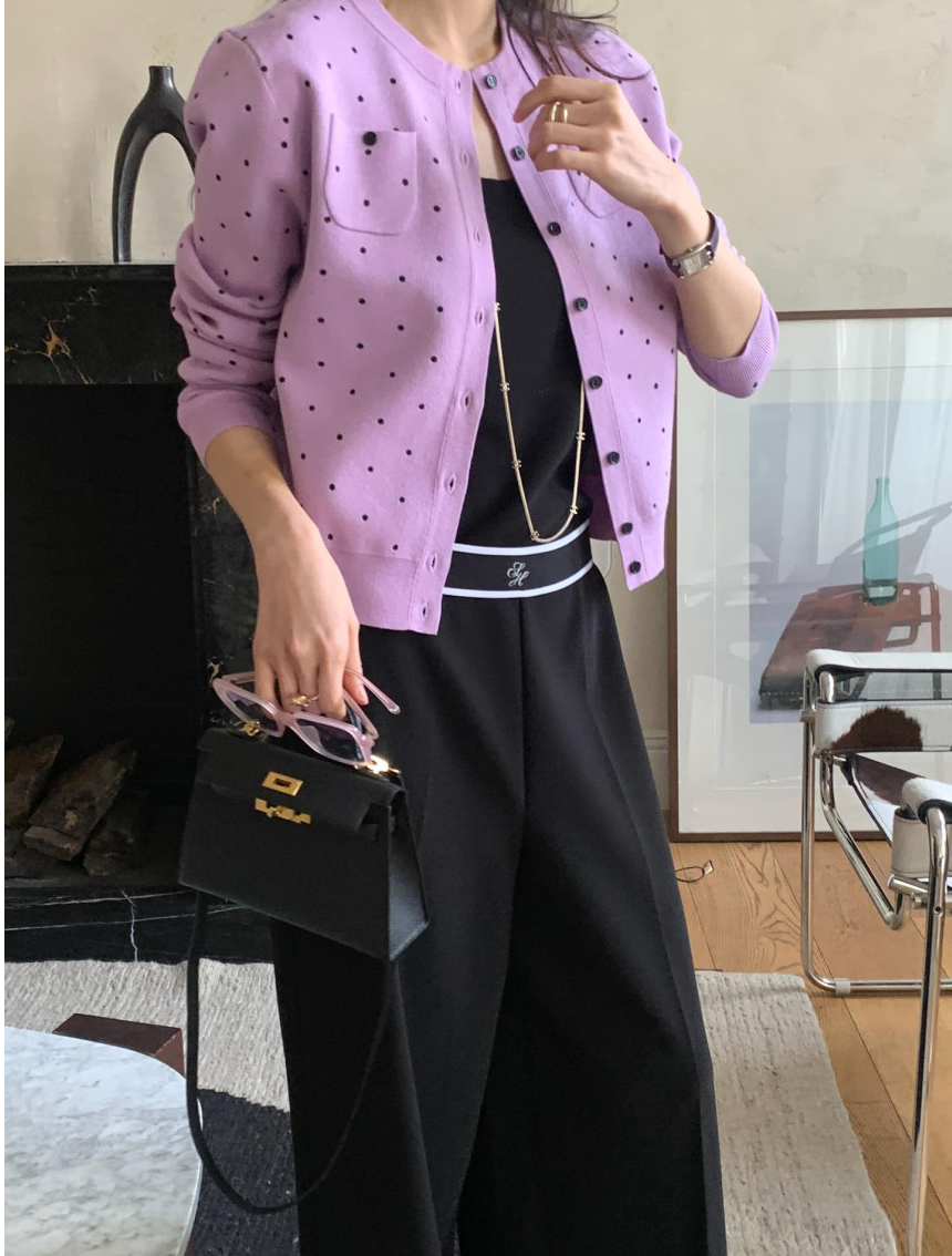💕[봄신상][로우게이지]💕✨ 26SS 이중 도트 프리미엄 가디건 Double Dot Feminine Cardigan (4 Colors)