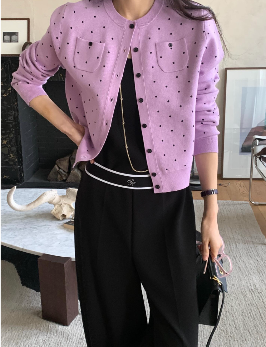 💕[봄신상][로우게이지]💕✨ 26SS 이중 도트 프리미엄 가디건 Double Dot Feminine Cardigan (4 Colors)