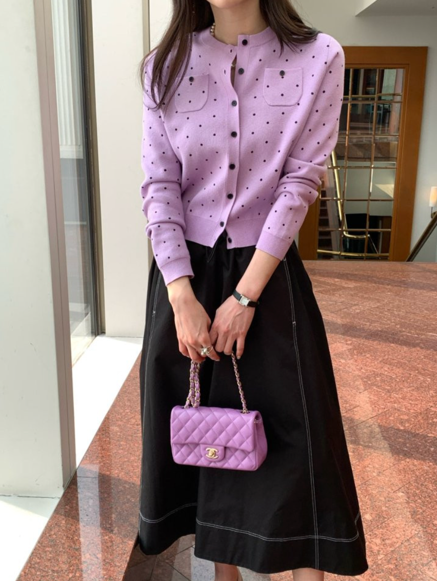 💕[봄신상][로우게이지]💕✨ 26SS 이중 도트 프리미엄 가디건 Double Dot Feminine Cardigan (4 Colors)