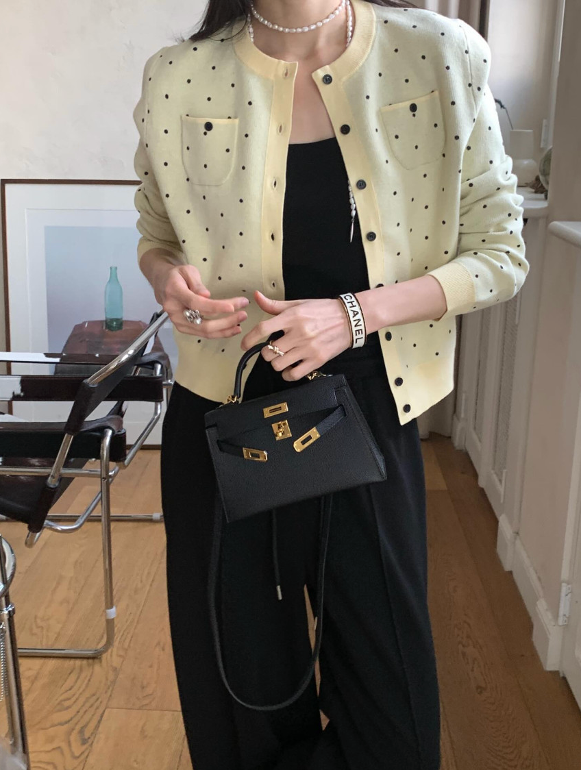 💕[봄신상][로우게이지]💕✨ 26SS 이중 도트 프리미엄 가디건 Double Dot Feminine Cardigan (4 Colors)