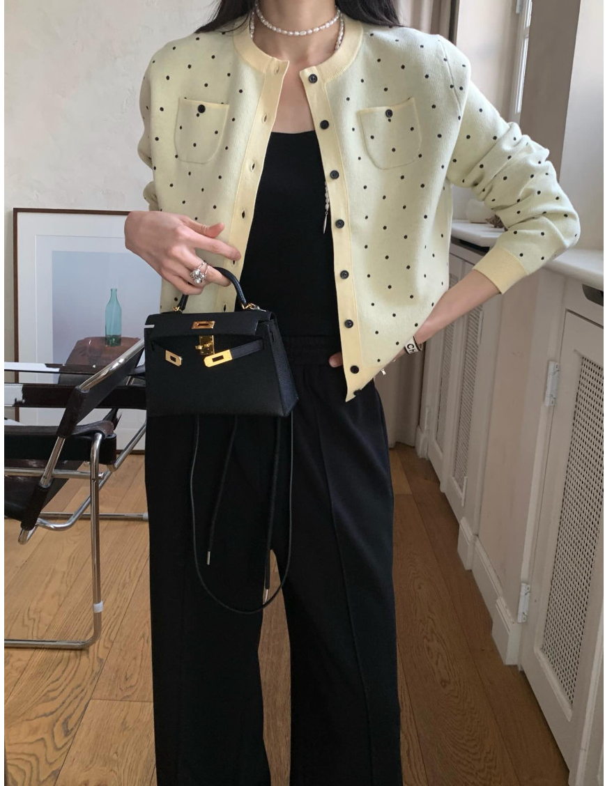 💕[봄신상][로우게이지]💕✨ 26SS 이중 도트 프리미엄 가디건 Double Dot Feminine Cardigan (4 Colors)