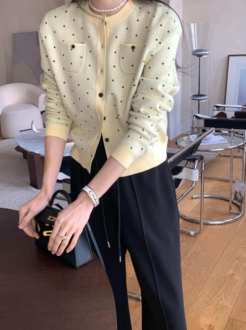 💕[봄신상][로우게이지]💕✨ 26SS 이중 도트 프리미엄 가디건 Double Dot Feminine Cardigan (4 Colors)