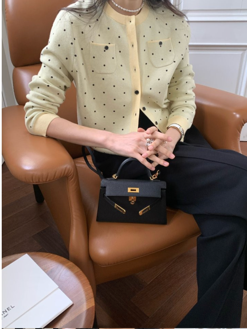 💕[봄신상][로우게이지]💕✨ 26SS 이중 도트 프리미엄 가디건 Double Dot Feminine Cardigan (4 Colors)