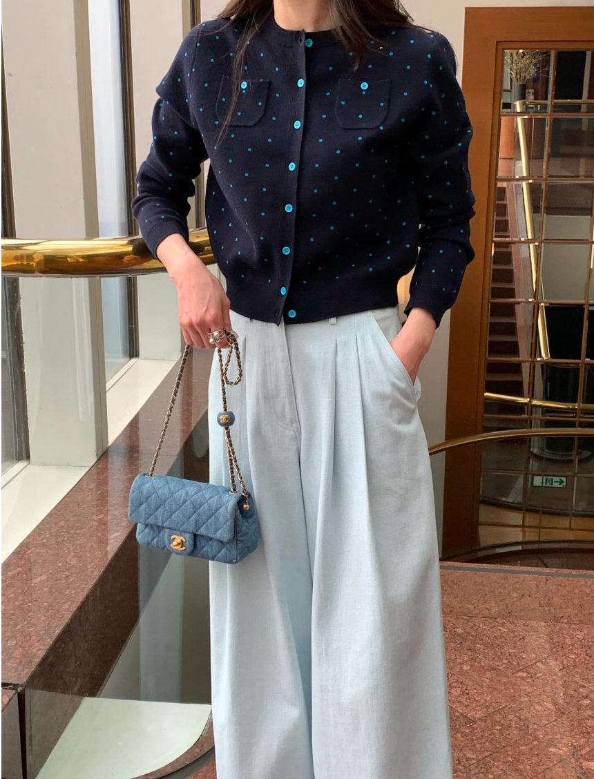 💕[봄신상][로우게이지]💕✨ 26SS 이중 도트 프리미엄 가디건 Double Dot Feminine Cardigan (4 Colors)