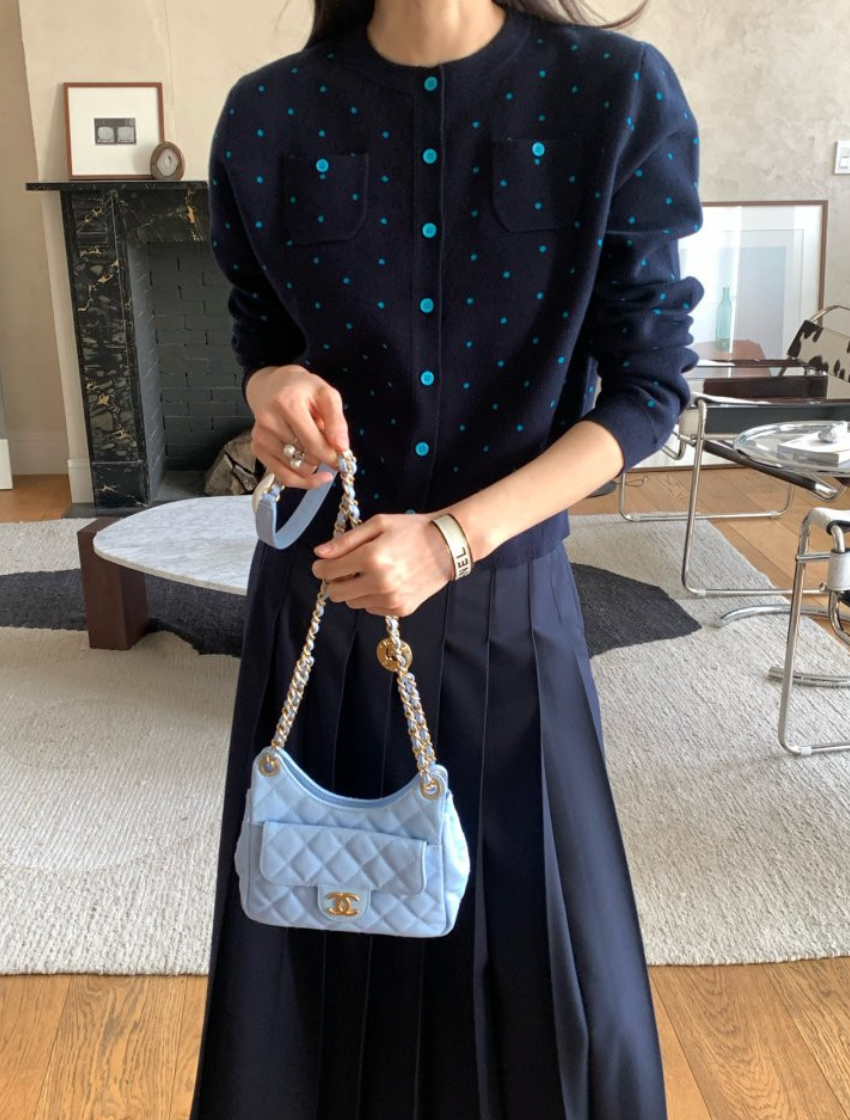 💕[봄신상][로우게이지]💕✨ 26SS 이중 도트 프리미엄 가디건 Double Dot Feminine Cardigan (4 Colors)