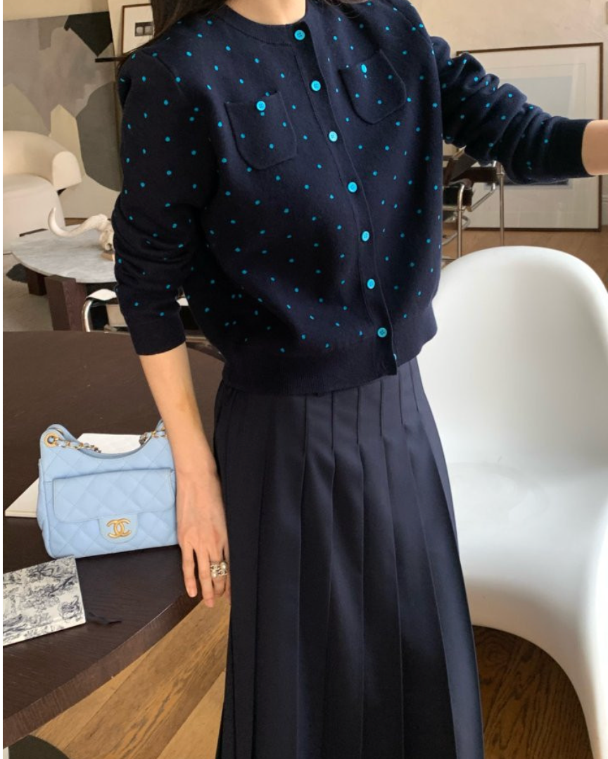💕[봄신상][로우게이지]💕✨ 26SS 이중 도트 프리미엄 가디건 Double Dot Feminine Cardigan (4 Colors)
