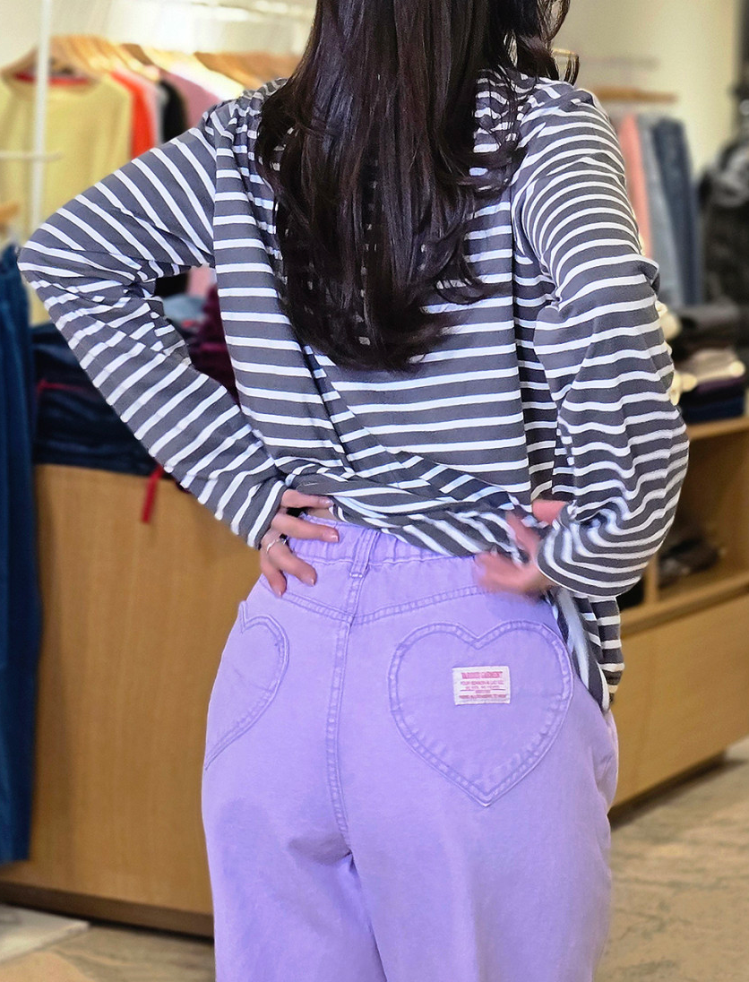 🌸 26SS 봄신상🌼  🩷하트🩷뒷포켓 피그먼트 밴딩 와이드 팬츠 Heart Back Pocket Pigment Banded Wide Pants