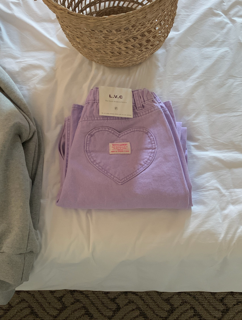 🌸 26SS 봄신상🌼  🩷하트🩷뒷포켓 피그먼트 밴딩 와이드 팬츠 Heart Back Pocket Pigment Banded Wide Pants