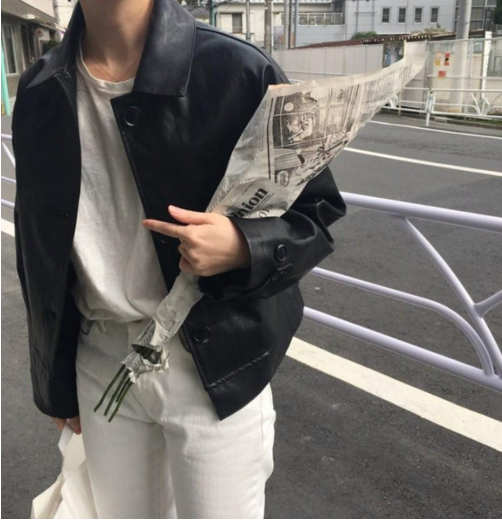 🍂🏍️[PU 가죽자켓]싱글 카라 베이직 무광 레더 숏자켓 – 데일리 미니멀 가죽 자켓 / Single Collar Basic Leather Short Jacket – Everyday Minimal Faux Leather Jacket