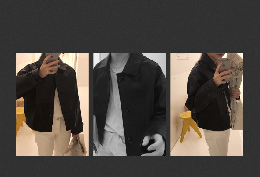 🍂🏍️[PU 가죽자켓]싱글 카라 베이직 무광 레더 숏자켓 – 데일리 미니멀 가죽 자켓 / Single Collar Basic Leather Short Jacket – Everyday Minimal Faux Leather Jacket