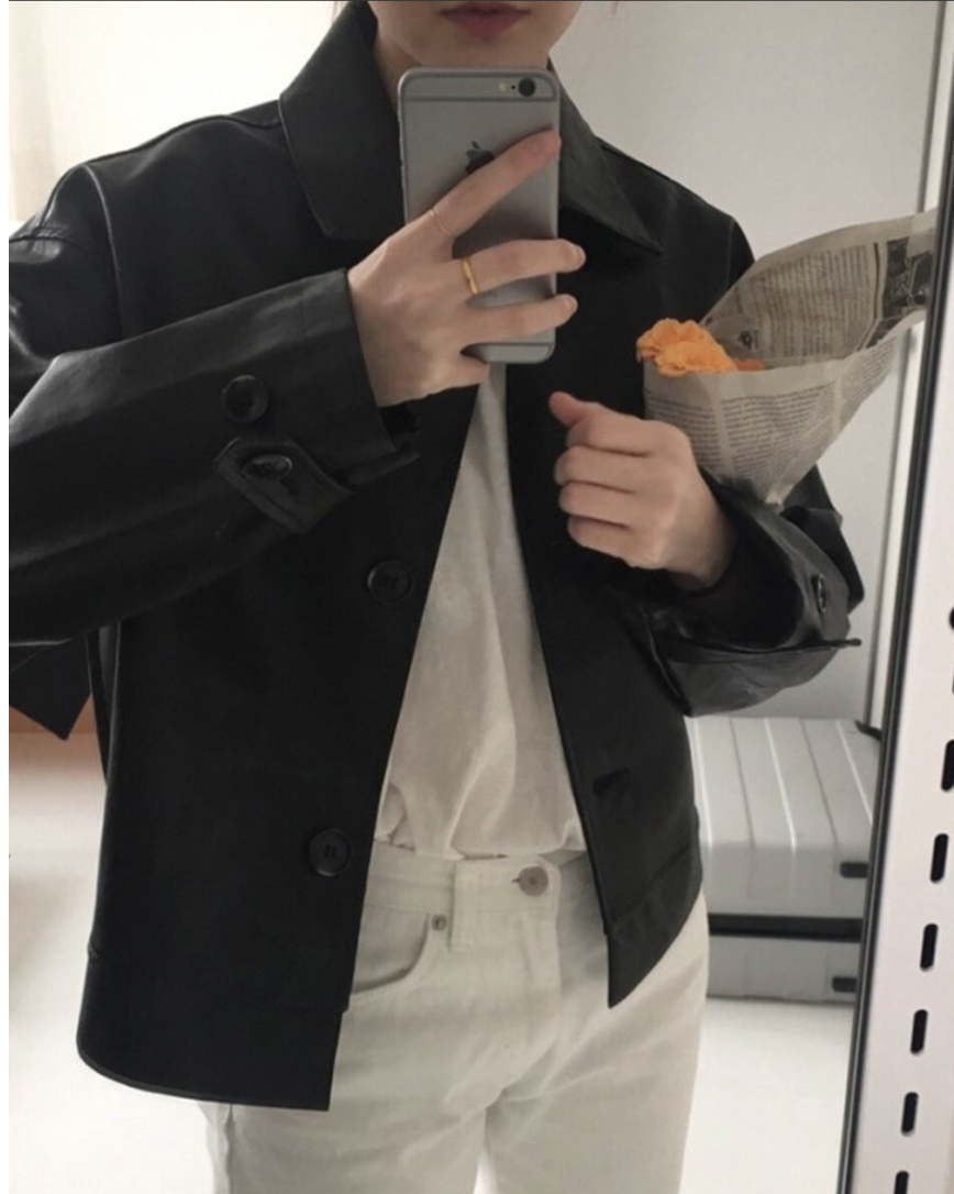 🍂🏍️[PU 가죽자켓]싱글 카라 베이직 무광 레더 숏자켓 – 데일리 미니멀 가죽 자켓 / Single Collar Basic Leather Short Jacket – Everyday Minimal Faux Leather Jacket