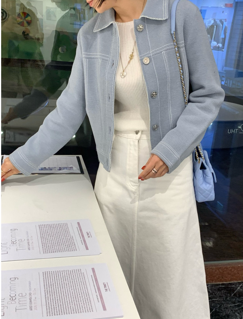 🔥[한국대란주문폭발]🔥 🇰🇷베리 스티치 숏 자켓 – 크롭 실루엣 부티크 아우터 / Berry Stitch Short Jacket – Cropped Boutique Outer