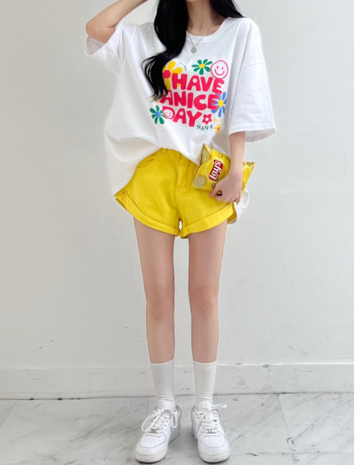 ☀️[여름 루즈핏 저렴 반팔티] ☀️해브 나이스 데이  빵긋 루즈핏 반팔티 / HAVE A NICE DAY Oversized Summer T-Shirt