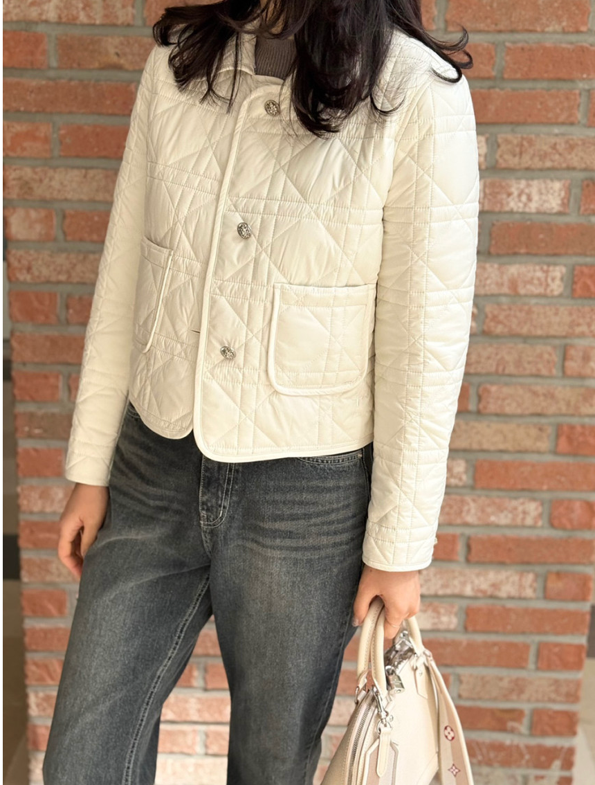 🇫🇷🌸까나쥬 본딩 퀼팅 경량 숏 자켓 🌸– 쿠튀르 감성 안감 / Cannage Bonding Short Jacket – Couture-Inspired Toile Lining