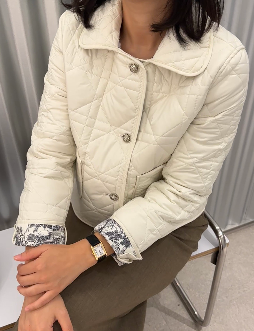 🇫🇷🌸까나쥬 본딩 퀼팅 경량 숏 자켓 🌸– 쿠튀르 감성 안감 / Cannage Bonding Short Jacket – Couture-Inspired Toile Lining