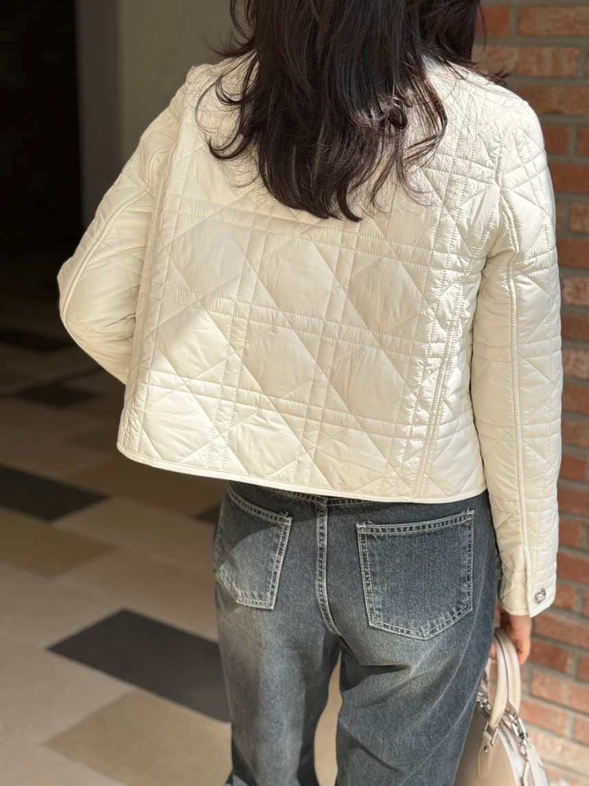 🇫🇷🌸까나쥬 본딩 퀼팅 경량 숏 자켓 🌸– 쿠튀르 감성 안감 / Cannage Bonding Short Jacket – Couture-Inspired Toile Lining