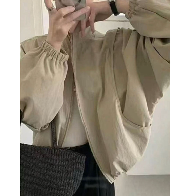 ✨🌸 26봄신상 여성 간절기 집업 점퍼 ✨🖤 (루즈핏·세미크롭·하이넥) 26 Spring Transitional Zip-Up Jumper ✨🧥