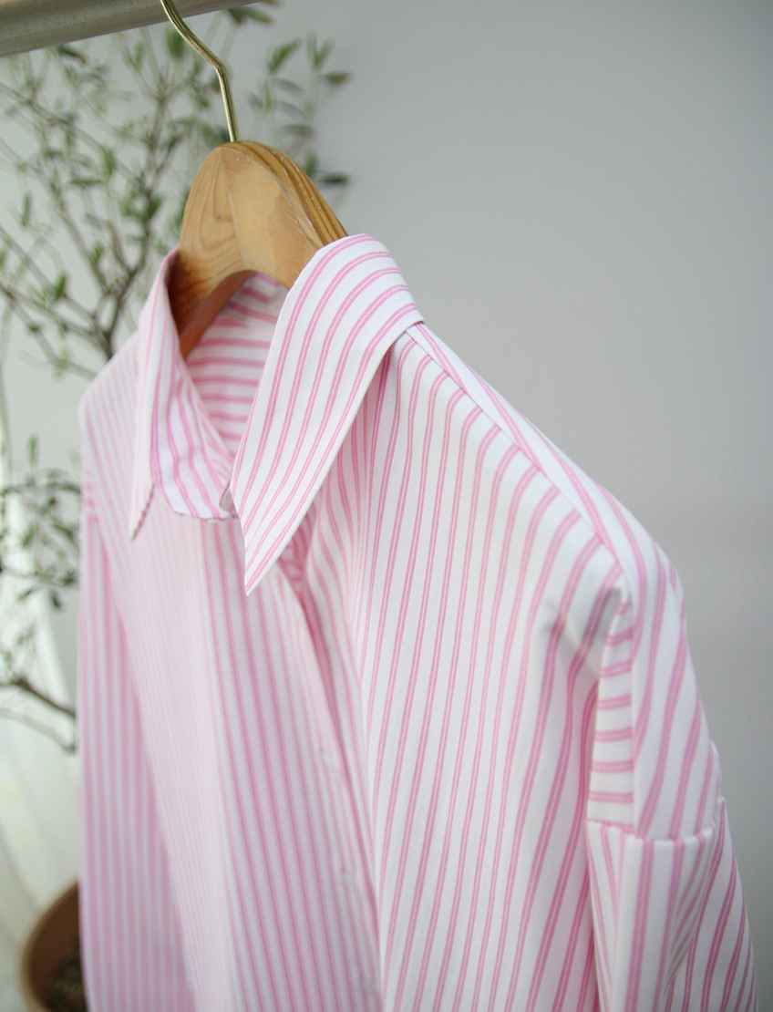 🌸✨ 26봄신상 백자수 포인트 스트라이프 루즈핏 셔츠 ✨🌿 26 Spring Embroidered Stripe Shirt