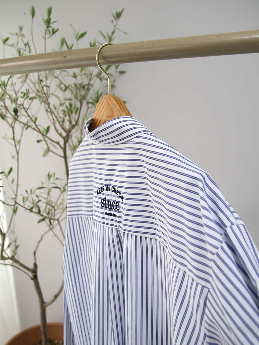 🌸✨ 26봄신상 백자수 포인트 스트라이프 루즈핏 셔츠 ✨🌿 26 Spring Embroidered Stripe Shirt