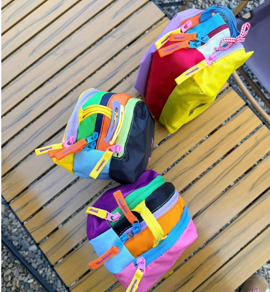 🌈💖 마코마키 스마일 멀티 레이어 지퍼 3단 파우치 💖🌈 NEW 국내제작 방수 파우치 ✨ 알록달록 컬러폭발 💥 여행·데일리 필수템 🧳🎒