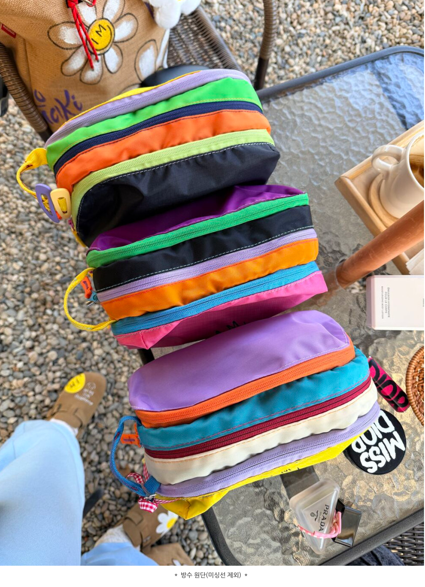 🌈💖 마코마키 스마일 멀티 레이어 지퍼 3단 파우치 💖🌈 NEW 국내제작 방수 파우치 ✨ 알록달록 컬러폭발 💥 여행·데일리 필수템 🧳🎒