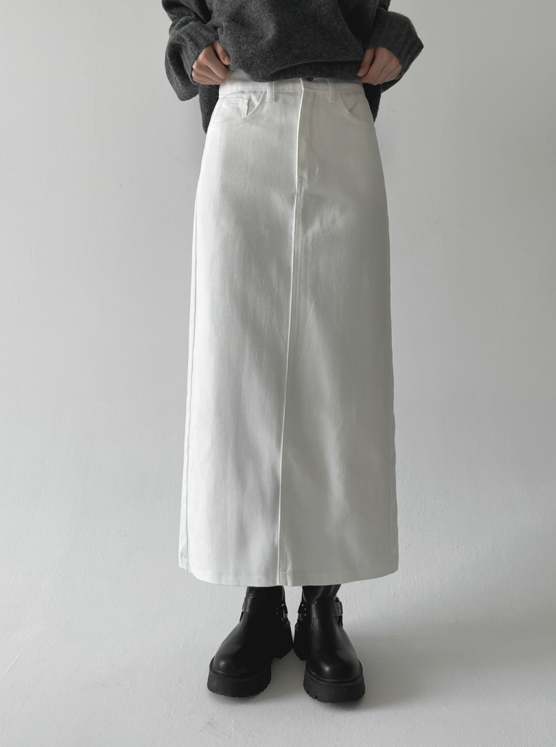 🌸✨ 체형구애 NO · 26–34 풀사이즈 ✨🌸 숏/기본 2기장 선택 탄탄코튼 롱스커트 5컬러 💕 Spring Structured Cotton Long Skirt – Size 26–34 (S–2XL), Short & Regular Length, 5 Colors