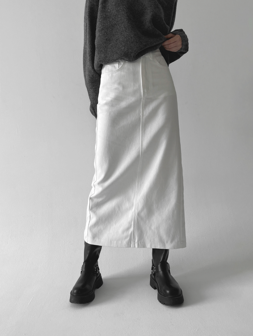 🌸✨ 체형구애 NO · 26–34 풀사이즈 ✨🌸 숏/기본 2기장 선택 탄탄코튼 롱스커트 5컬러 💕 Spring Structured Cotton Long Skirt – Size 26–34 (S–2XL), Short & Regular Length, 5 Colors