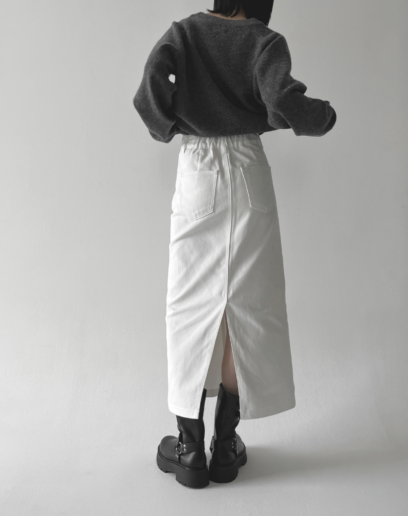🌸✨ 체형구애 NO · 26–34 풀사이즈 ✨🌸 숏/기본 2기장 선택 탄탄코튼 롱스커트 5컬러 💕 Spring Structured Cotton Long Skirt – Size 26–34 (S–2XL), Short & Regular Length, 5 Colors