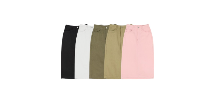 🌸✨ 체형구애 NO · 26–34 풀사이즈 ✨🌸 숏/기본 2기장 선택 탄탄코튼 롱스커트 5컬러 💕 Spring Structured Cotton Long Skirt – Size 26–34 (S–2XL), Short & Regular Length, 5 Colors