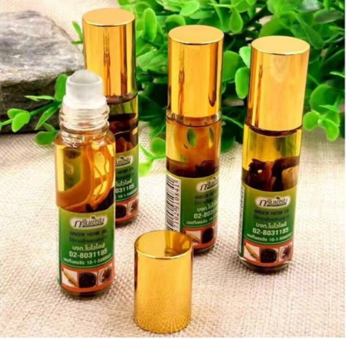 🌿[Thai Herbal Relief Oil]🌿✨ 태국 정품 야몽 그린 허브 오일 롤온 3개 세트  / Authentic Thai Ya Mong Green Herb Thai Herbal Relief Oil Oil Roll-On 3pcs Set 🌿✨