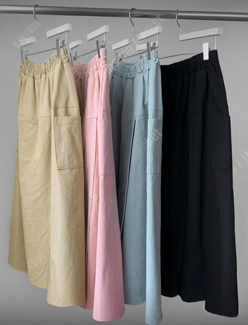 ✨👗 코튼 교복 랩 와이드 팬츠 치마바지 미시 데일리 여름 밴딩 스커트 팬츠 / Cotton Wrap Wide Culotte Pants Summer Skirt-Style Elastic Waist Pants ✨