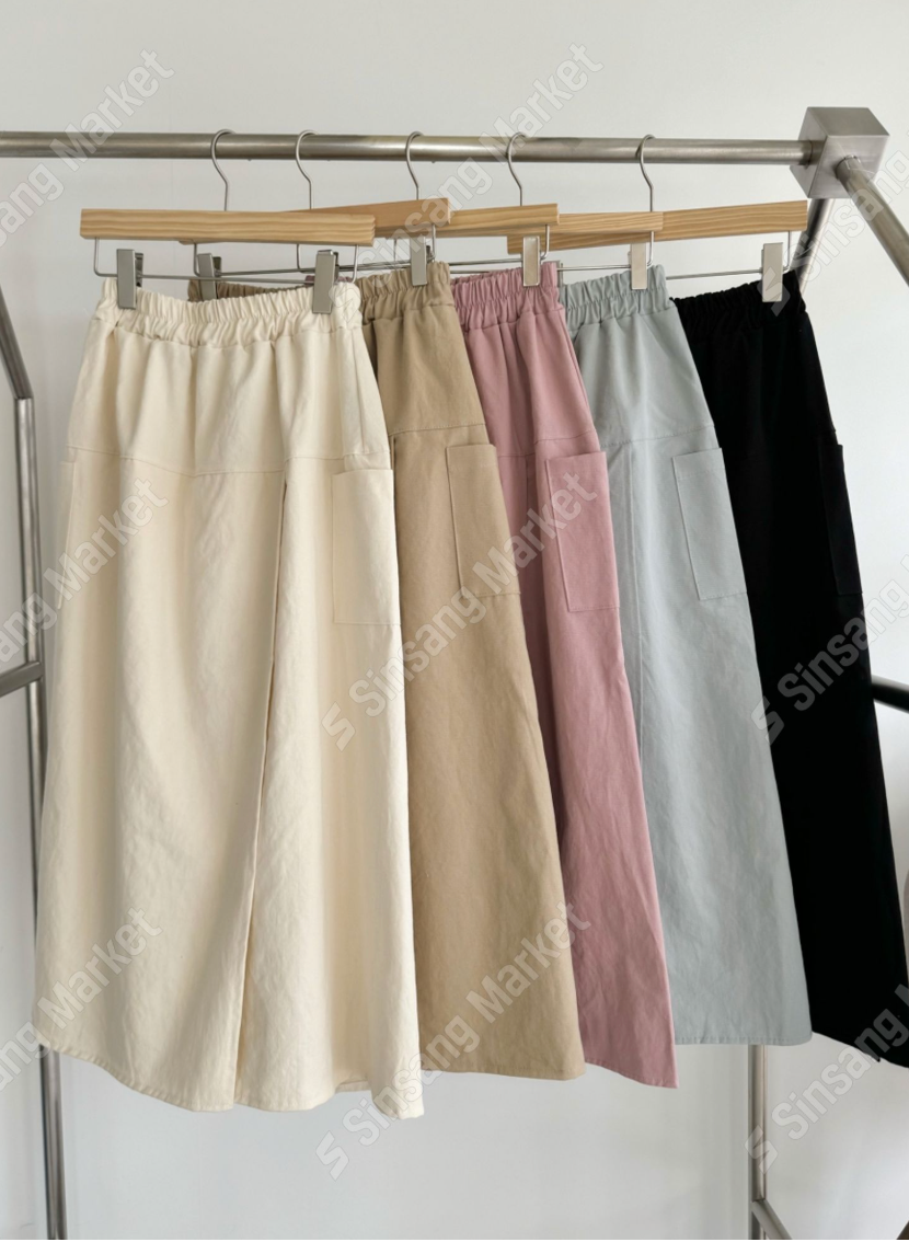 ✨👗 코튼 교복 랩 와이드 팬츠 치마바지 미시 데일리 여름 밴딩 스커트 팬츠 / Cotton Wrap Wide Culotte Pants Summer Skirt-Style Elastic Waist Pants ✨