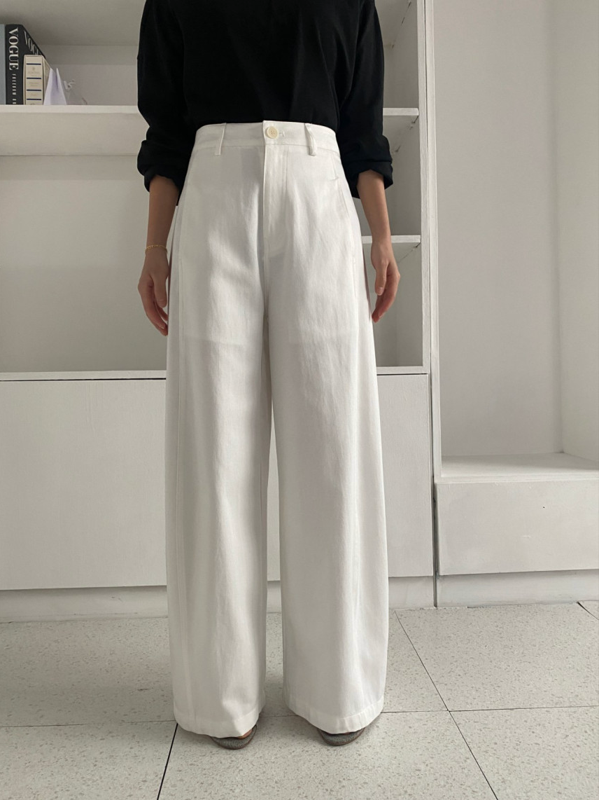 ✨🪡👖 말파 심라인 와이드 슬랙스 앞절개 코튼 팬츠 텐셀 혼방 롱 와이드 팬츠 고급 찰랑 찰랑  부들부들 슬랙스 데일리 롱팬츠 / 사이즈 타이트/ Marfa Seamline Wide Slacks Front Seam Tencel Cotton Wide Pants Elegant Long Wide Trousers ✨