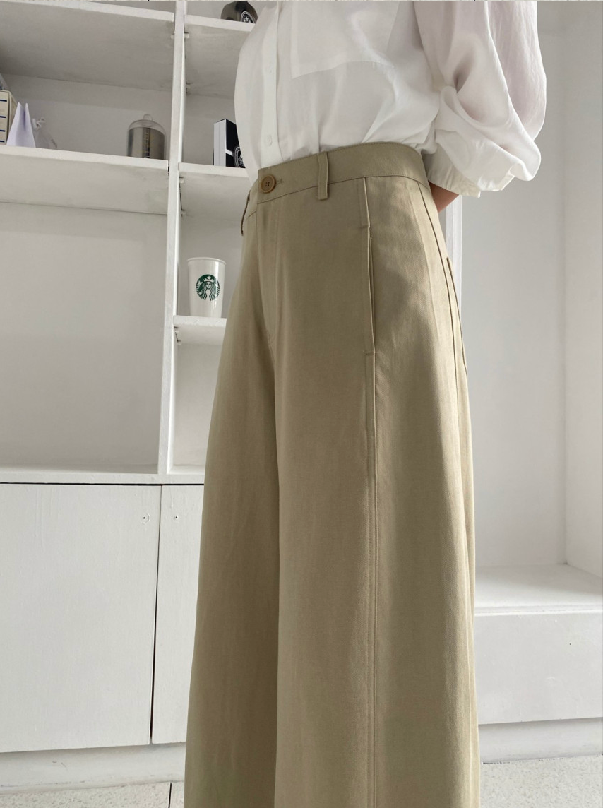 ✨🪡👖 말파 심라인 와이드 슬랙스 앞절개 코튼 팬츠 텐셀 혼방 롱 와이드 팬츠 고급 찰랑 찰랑  부들부들 슬랙스 데일리 롱팬츠 / 사이즈 타이트/ Marfa Seamline Wide Slacks Front Seam Tencel Cotton Wide Pants Elegant Long Wide Trousers ✨