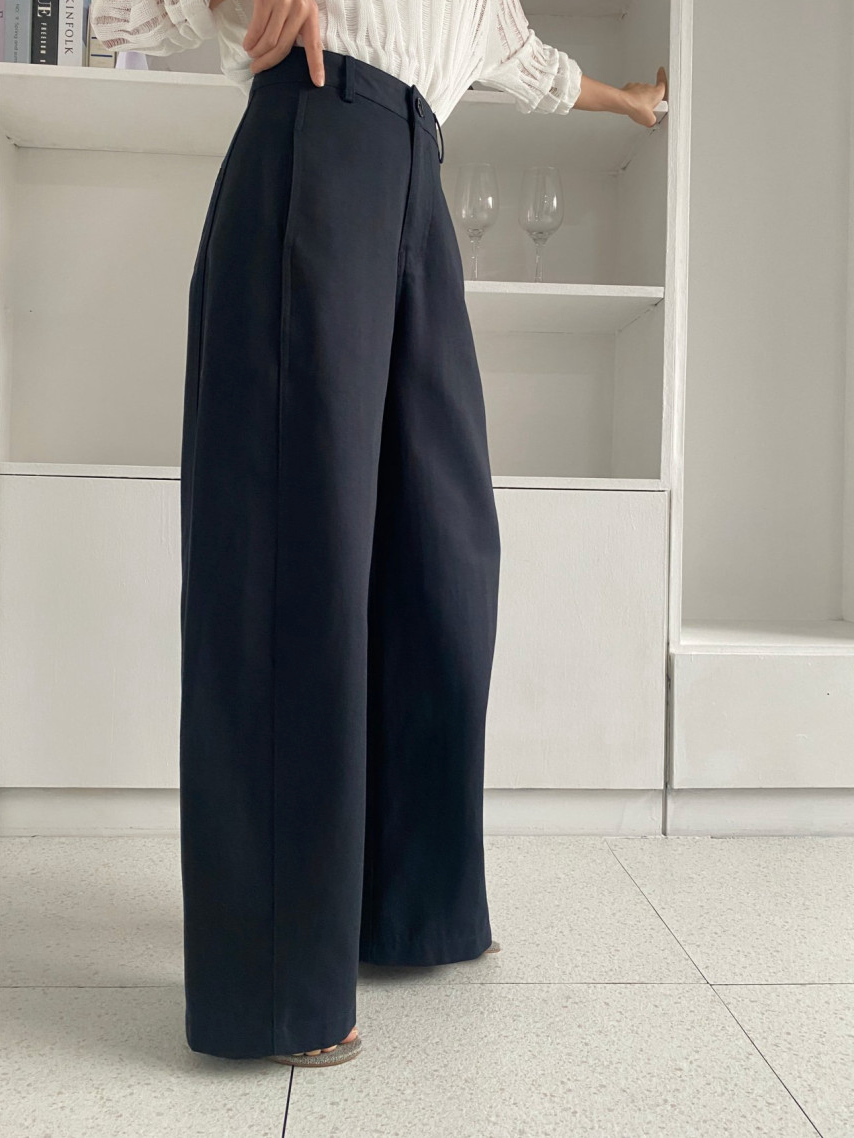 ✨🪡👖 말파 심라인 와이드 슬랙스 앞절개 코튼 팬츠 텐셀 혼방 롱 와이드 팬츠 고급 찰랑 찰랑  부들부들 슬랙스 데일리 롱팬츠 / 사이즈 타이트/ Marfa Seamline Wide Slacks Front Seam Tencel Cotton Wide Pants Elegant Long Wide Trousers ✨