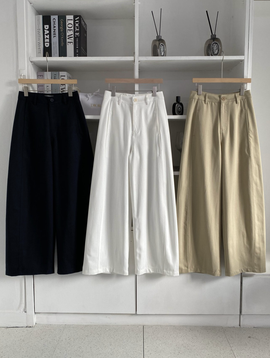 ✨🪡👖 말파 심라인 와이드 슬랙스 앞절개 코튼 팬츠 텐셀 혼방 롱 와이드 팬츠 고급 찰랑 찰랑  부들부들 슬랙스 데일리 롱팬츠 / 사이즈 타이트/ Marfa Seamline Wide Slacks Front Seam Tencel Cotton Wide Pants Elegant Long Wide Trousers ✨
