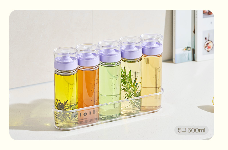 🌿✨ 클로일 에코젠 오일병 5개 세트 + 전용 트레이 포함 ✨🌿 식물성 바이오 플라스틱 에코젠 오일/양념 디스펜서 350ml / 500ml BPA FREE 국내생산 주방정리템 /SK 케미컬 개발 신소재!!!//CLoil Ecozen Oil Dispenser 5 Bottle Set with Tray Included 🌿✨