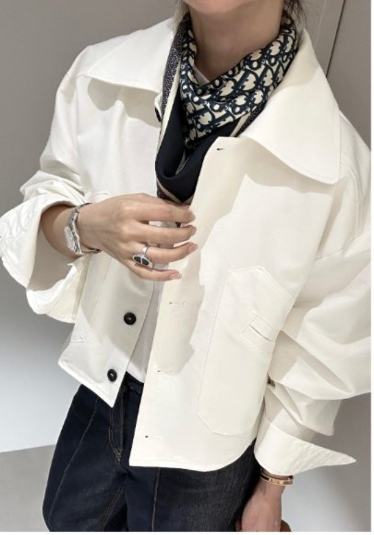 ✨🤍제이머랭 마룬이 세미 크롭 자켓✨프리미엄 바이오워싱 코튼✨라인이 예쁜 세미 크롭 자켓✨봄 데일리 자켓✨미니멀 구조 패턴 자켓✨