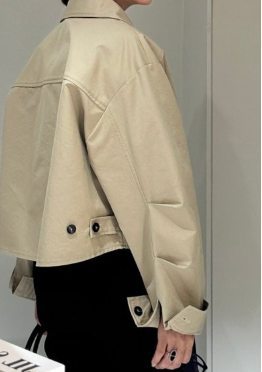 ✨🤍제이머랭 마룬이 세미 크롭 자켓✨프리미엄 바이오워싱 코튼✨라인이 예쁜 세미 크롭 자켓✨봄 데일리 자켓✨미니멀 구조 패턴 자켓✨