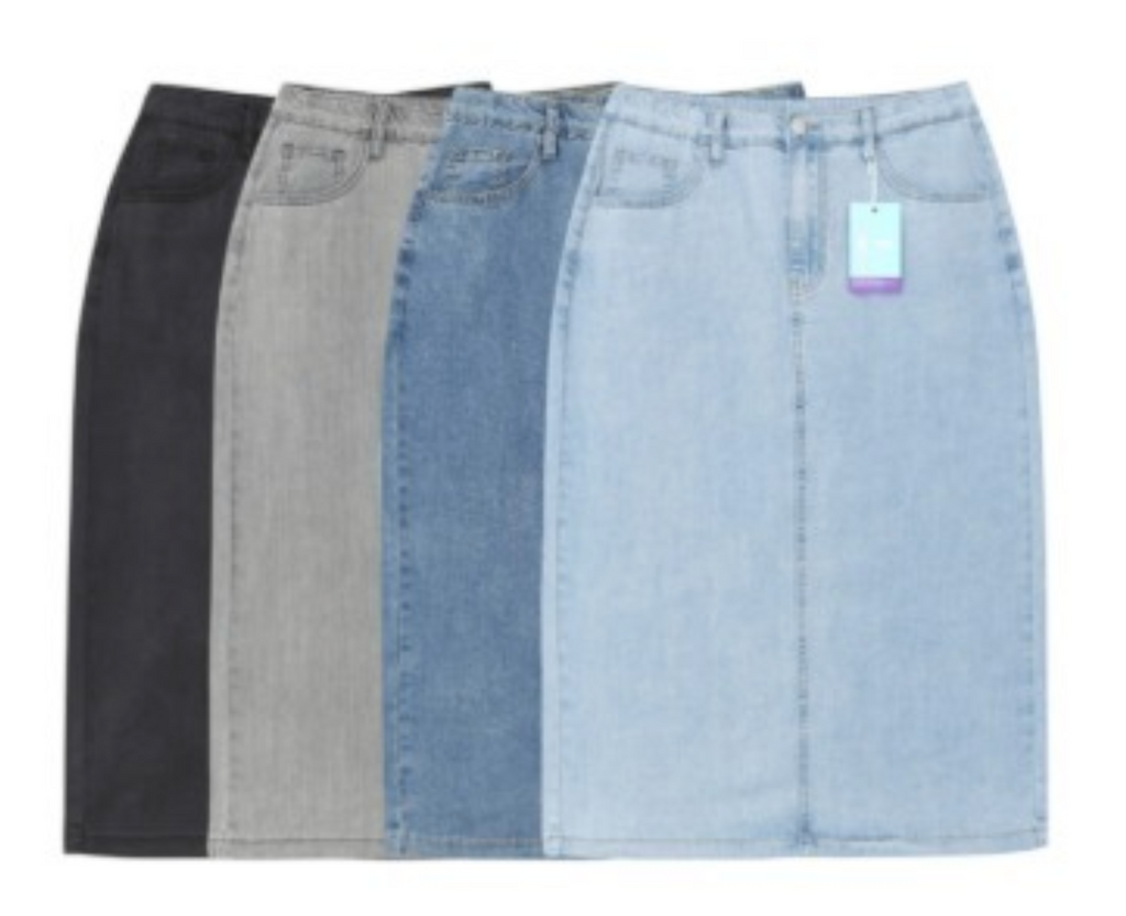✨👖 2026 여름신상 텐셀70% 인밴딩 뒷트임 데님 롱스커트 부드러운 쿨링 소재 슬림핏 편안한 착용감 흑청 그레이 중청 연청 Summer Tencel Denim Skirt Elastic Waist Back Slit Soft Lightweight 👖✨