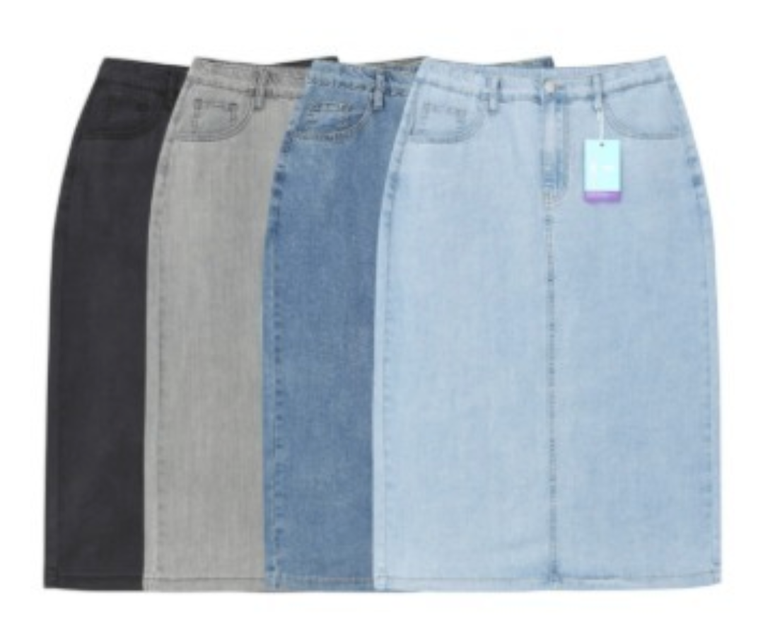 ✨👖 2026 여름신상 텐셀70% 인밴딩 뒷트임 데님 롱스커트 부드러운 쿨링 소재 슬림핏 편안한 착용감 흑청 그레이 중청 연청 Summer Tencel Denim Skirt Elastic Waist Back Slit Soft Lightweight 👖✨