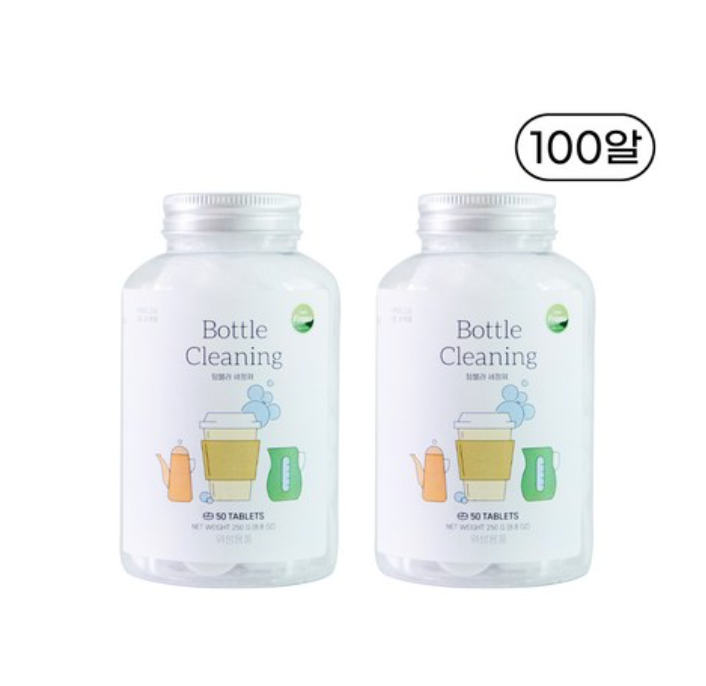 🌿✨ [텀블러 세정제] 노블팜스 텀블러 발포 세척제 100알 대용량 250g x 2개 친환경 베이킹소다 오렌지오일 고농축 살균 탈취 찌든때 제거 텀블러 전용 세정제 ✨🌿 Noble Palms Tumbler Cleaning Tablets 100 Tablets Eco-Friendly Deep Clean Deodorizing Sterilizing