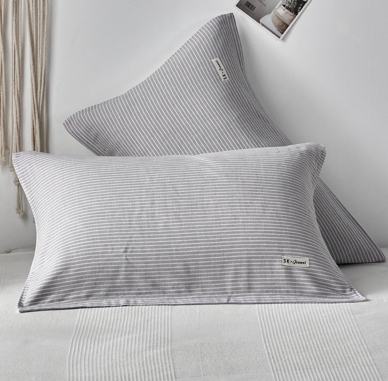 🌿✨ 매일 교체 가능 순면 베개커버 2개세트 밴딩 고정형 미끄럼방지 통기성 부드러운 촉감 세탁편리 위생관리 블루 스트라이프 그레이 스트라이프 Pillow Cover Set Cotton Breathable Band Fixing Easy Wash Hygienic ✨🌿