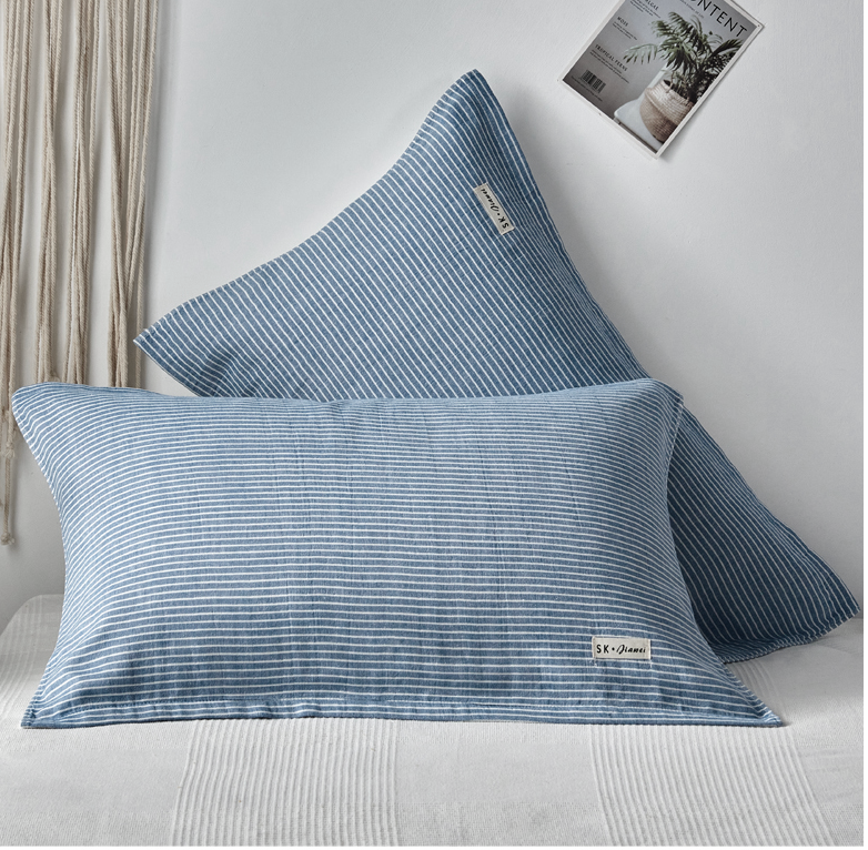 🌿✨ 매일 교체 가능 순면 베개커버 2개세트 밴딩 고정형 미끄럼방지 통기성 부드러운 촉감 세탁편리 위생관리 블루 스트라이프 그레이 스트라이프 Pillow Cover Set Cotton Breathable Band Fixing Easy Wash Hygienic ✨🌿