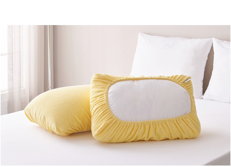 🌿✨ 베네베딩 포그리 타월 베개커버 2개세트 밴드형 고정 폭신촉감 100%순면 통기성 흡수력 위생관리 간편세탁 애쉬베이지 레몬크림 베이비블루 Pillow Cover Towel Cotton Soft Band Fixing Hygienic Easy Wash Set ✨🌿