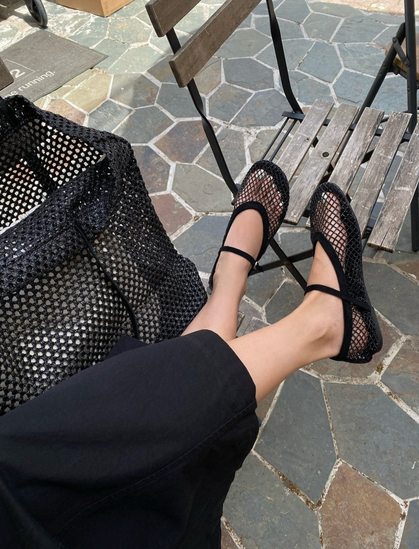 [3-4주소요]✨품절대란여름신발✨ 블랑26SS 비즈 메쉬 메리제인 플랫 🩶 Beaded Mesh Mary Jane Flats | 여름 반짝이 플랫 끝판왕 💎
