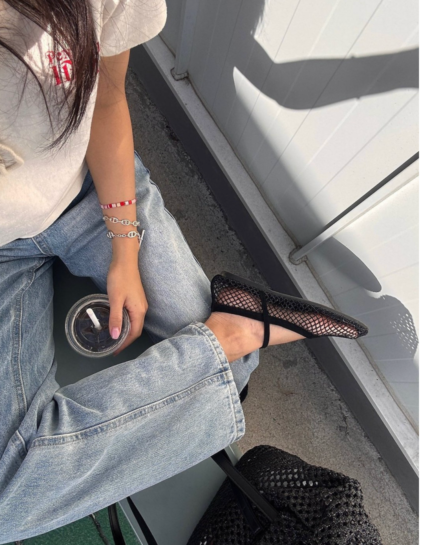 [3-4주소요]✨품절대란여름신발✨ 블랑26SS 비즈 메쉬 메리제인 플랫 🩶 Beaded Mesh Mary Jane Flats | 여름 반짝이 플랫 끝판왕 💎